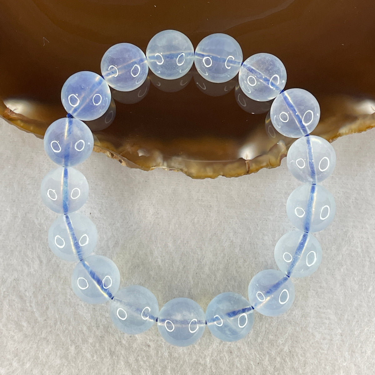Certified Natural Average Grade Aquamarine Beads Bracelet | 16cm Strand of 17 Beads 11.9mm Gem Beads (38.05g | Serene Calm, Fluid Communication & Water Element Energy Shield)