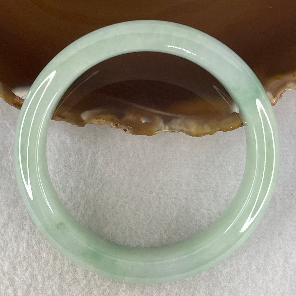 Certified Natural Type A Green Jadeite Flat Bangle | 53.8mm Inner Diameter (56.78g | Close to Prfect | 13.4x8.1mm | Heart Chakra Harmony, Serene Vitality & Wealth Shield)