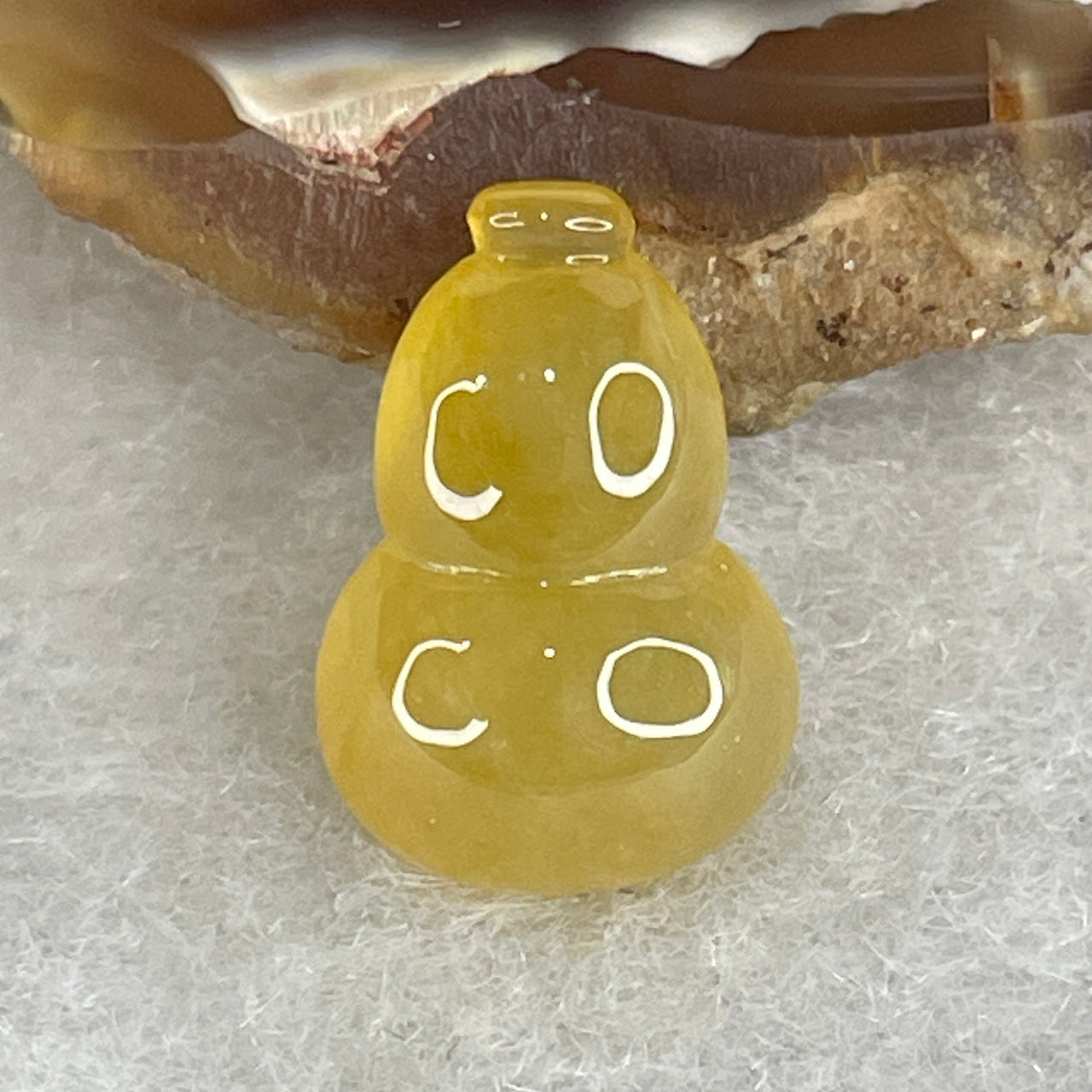 Natural Type A Yellow Jadeite Hulu Stone for Jewelry Making | 14mm Carved Yellow Jade Gourd Loose Gemstone for Setting (1.12g 9.4x5.1mm)