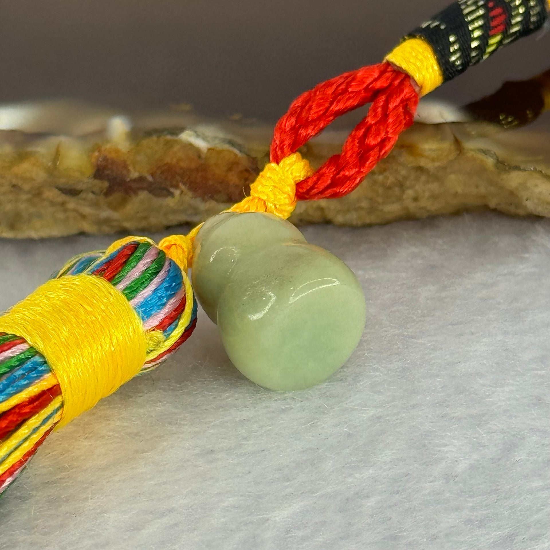 Type A Green Jadeite Hulu Charm Display 7.58g 13.9 by 10.8mm - Huangs Jadeite and Jewelry Pte Ltd