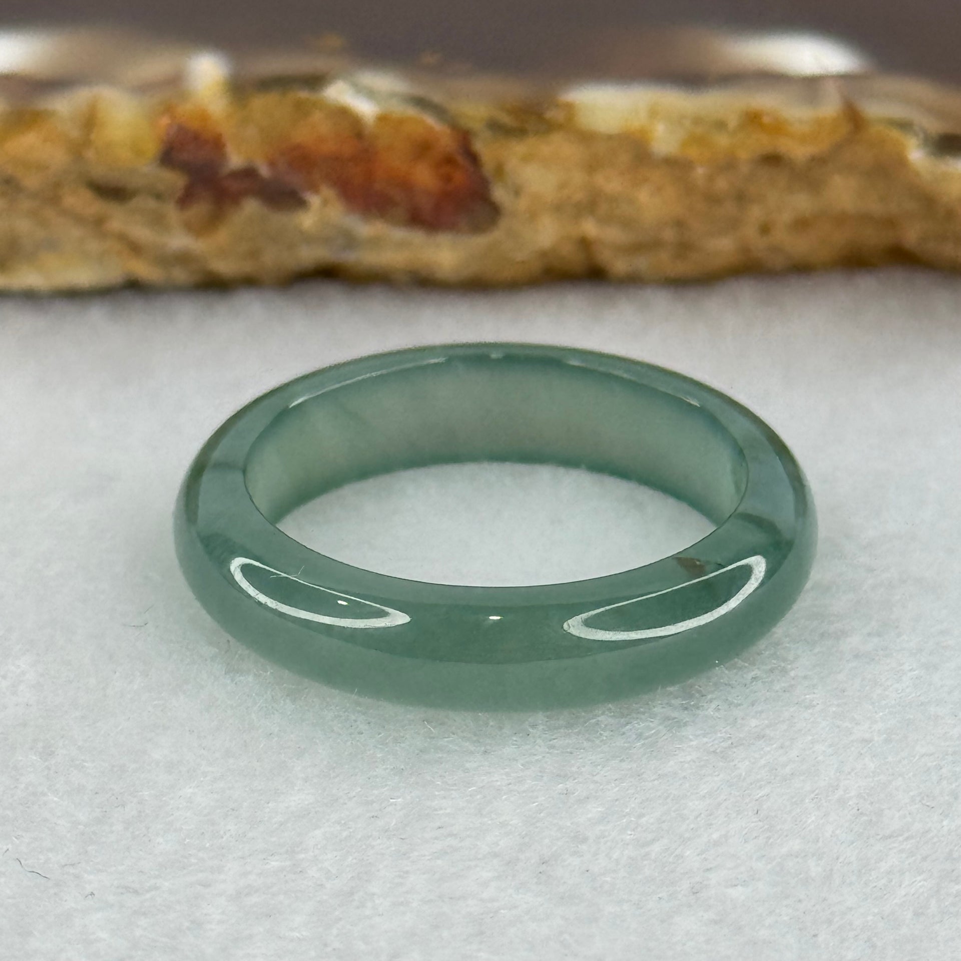 Type A Icy Blueish Green Jadeite Ring 2.34g 4.4 by 2.9mm US8 HK17.5 (Perfect) - Huangs Jadeite and Jewelry Pte Ltd