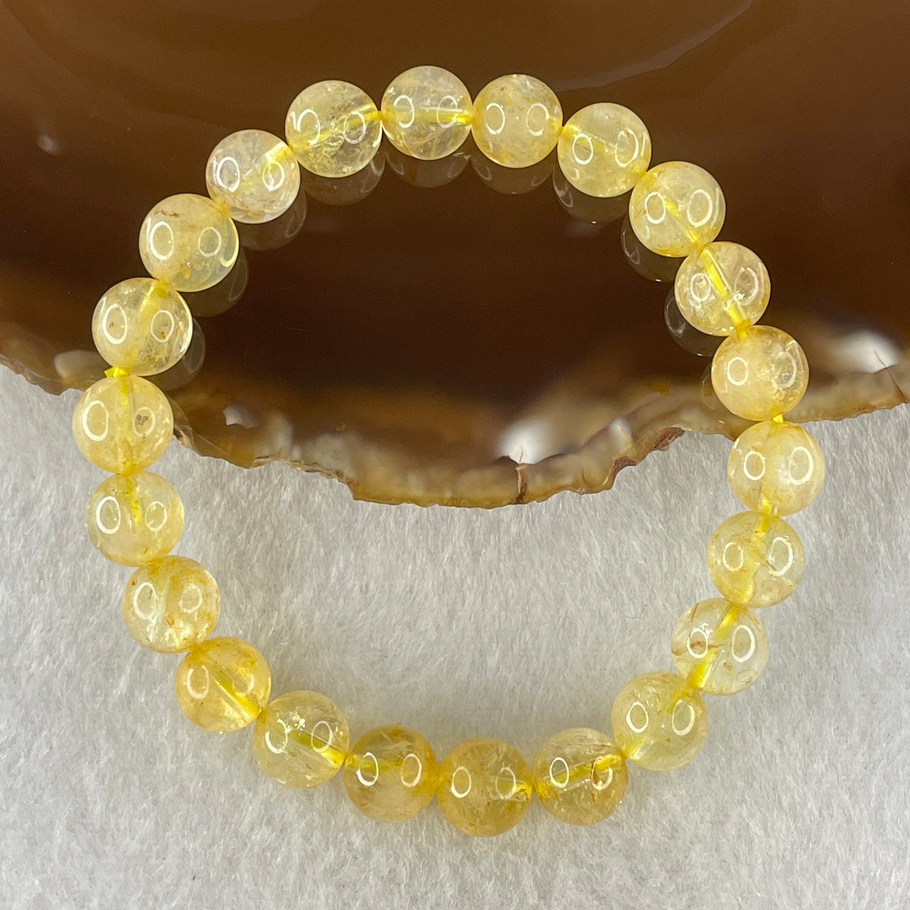 Natural Citrine Quartz Beads Bracelet 19.10g 15.5cm 8.7mm 22 Beads - Huangs Jadeite and Jewelry Pte Ltd