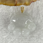 Natural Type A Light Lavender Light Green Jadeite Paw Pendant in 18K Yellow Gold Clasp 2.37g 17.8 by 14.7 by 4.5mm - Huangs Jadeite and Jewelry Pte Ltd