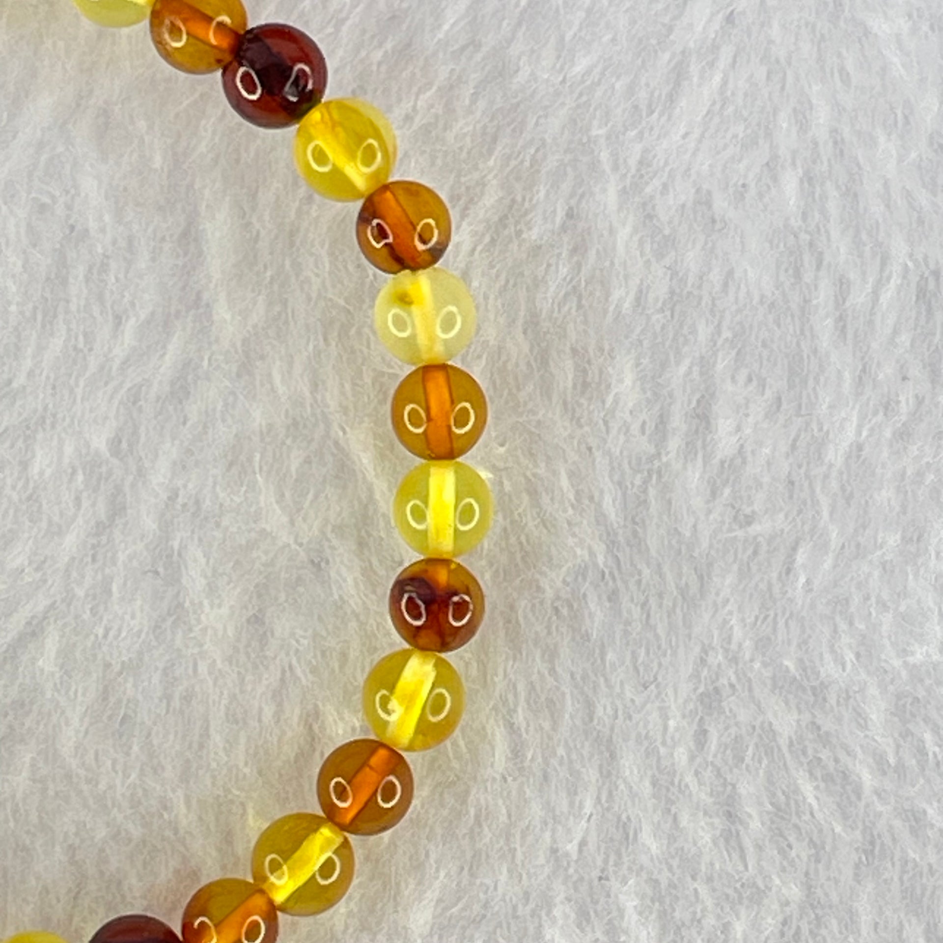 Natural Mixed Color Amber Beads Bracelet 2.50g 16.5cm 5.1mm 38 Beads - Huangs Jadeite and Jewelry Pte Ltd