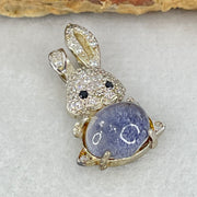 Rare Natural Blue Dumortierite Rutilated Quartz in S925 Sliver Rabbit Pendant 2.48g 9.0g 7.4 by 5.0mm - Huangs Jadeite and Jewelry Pte Ltd