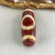 Natural Powerful Tibetan Old Oily Red White Agate One Eye Gold Metal Element Dzi Bead Heavenly Master (Tian Zhu) 一眼金天珠 9.71g 37.8 by 13.0mm - Huangs Jadeite and Jewelry Pte Ltd