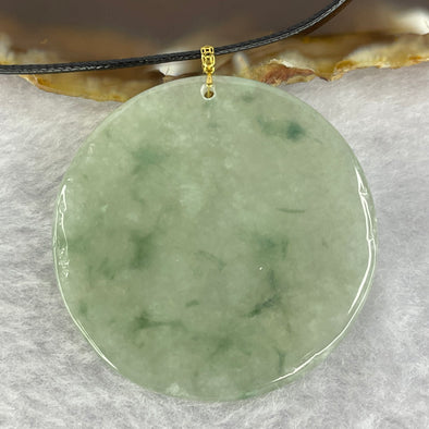 Type A Semi Icy Green Piao Hua Jadeite Wu Shi Pai in 18K Gold Pendant 12.28g by 40.6 by 2.8mm - Huangs Jadeite and Jewelry Pte Ltd