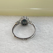 Blue Green Cubic Zirconia with Crystals in Sliver Ring (Adjustable Size) 1.34g by 6.0 by 4.6 by 3.2mm - Huangs Jadeite and Jewelry Pte Ltd