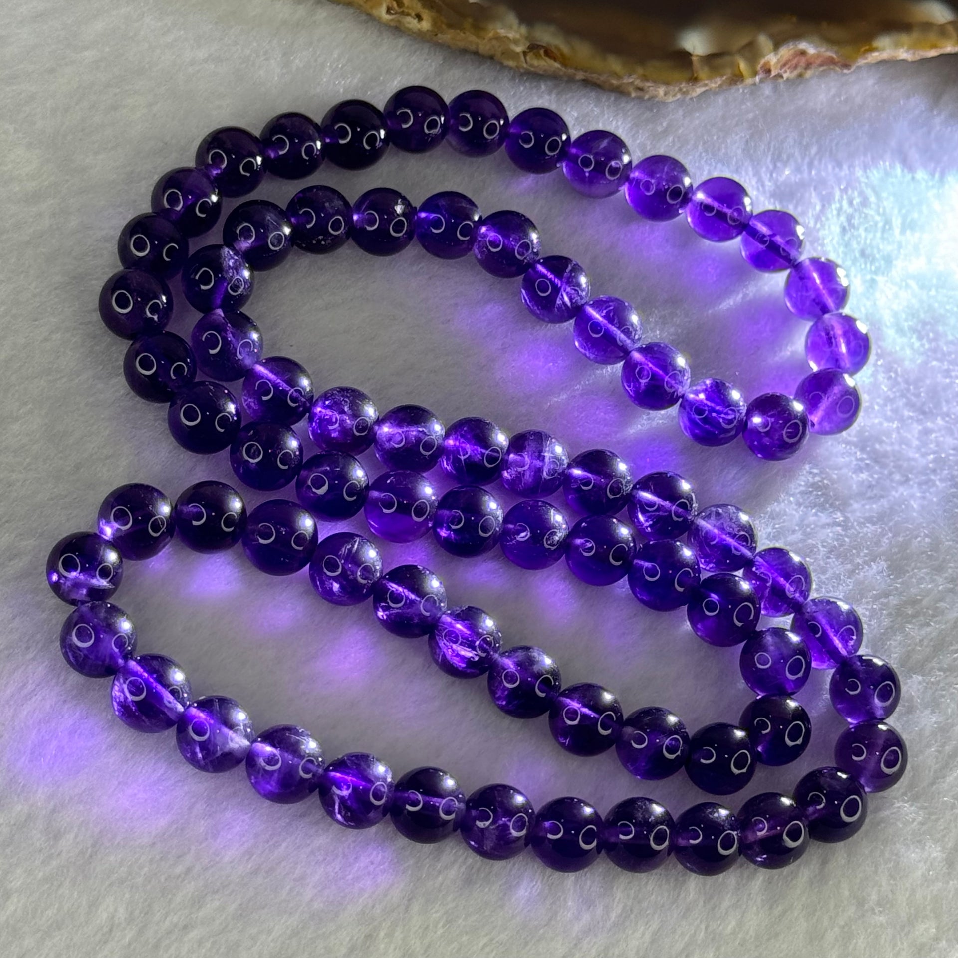 Good Grade Natural Amethyst Necklace 46.18g 53cm 7.8mm 75 Beads - Huangs Jadeite and Jewelry Pte Ltd