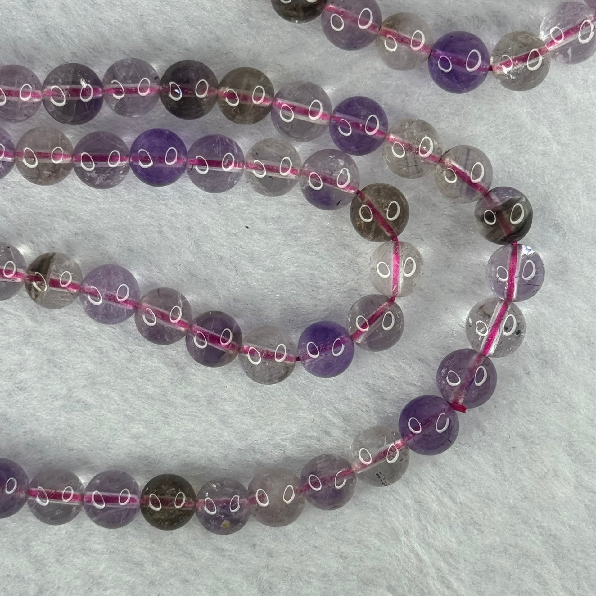 Average Grade Natural Super 7 Crystal Beads Necklace 天然超级七水晶珠项链 34.44g 54cm 6.9mm 85 Beads - Huangs Jadeite and Jewelry Pte Ltd