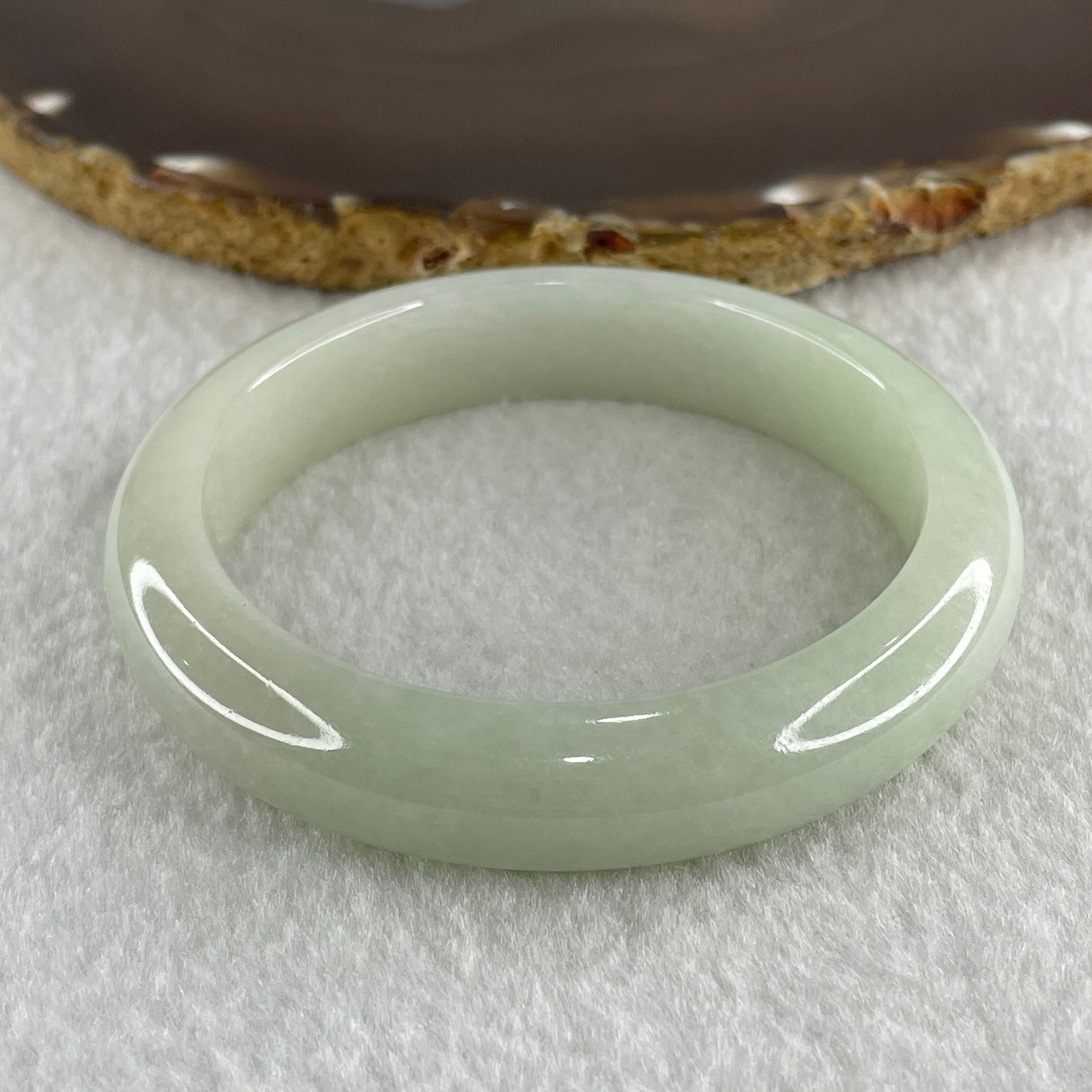 Type A Natural Light Green Jadeite Bangle Internal Diameter 56.0mm 59.04g 12.4 by 9.3mm (Close to Perfect) - Huangs Jadeite and Jewelry Pte Ltd