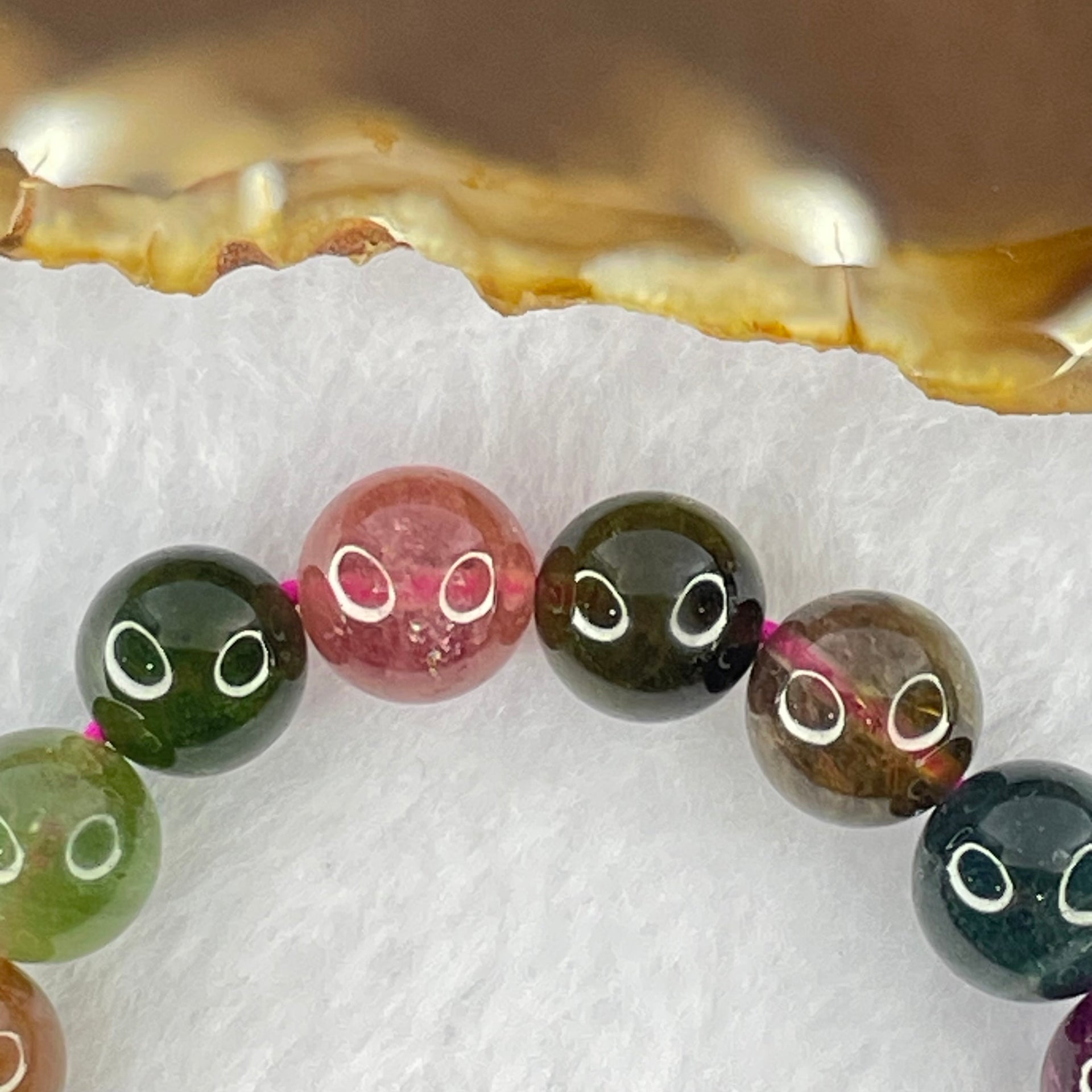 Natural Tourmaline Beads Bracelet 好的天然碧玺珠手链 30.80g 15.5cm 10.4mm 18 Beads - Huangs Jadeite and Jewelry Pte Ltd