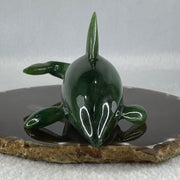 Natural Dark Green Serpentine Killer Whale Display 257.7g 154.5 by 71.6 by 62.5mm - Huangs Jadeite and Jewelry Pte Ltd