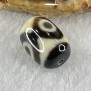 Natural Powerful Tibetan Old Oily Dark Brown With White Agate 3 Eyes Dzi Bead Heavenly Master (Tian Zhu) 三眼天诛 4.44g 17.5 by 12.5mm - Huangs Jadeite and Jewelry Pte Ltd