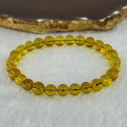 Natural Yellow Amber Beads Bracelet 6.18g 17cm 7.6mm 27 Beads - Huangs Jadeite and Jewelry Pte Ltd