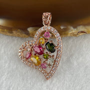 Natural Tourmaline Crystal Heart Shape with Charm Pendant in S925 Sliver 3.83g 5.2 by 4.0 by 1.8mm - Huangs Jadeite and Jewelry Pte Ltd