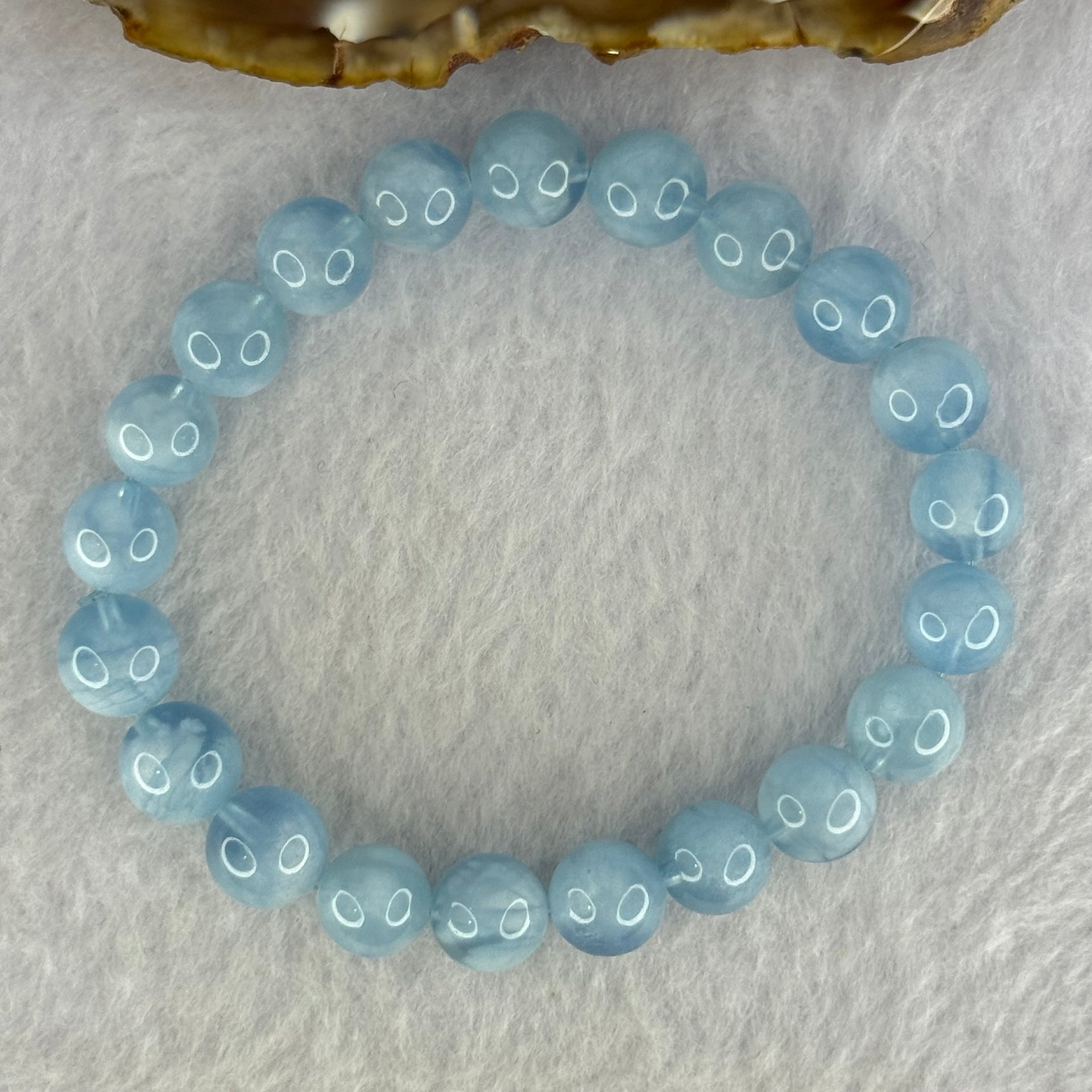 Natural Aquamarine Beads Bracelet 23.56g 16.5cm 9.4mm 21 Beads - Huangs Jadeite and Jewelry Pte Ltd