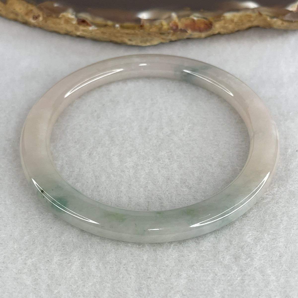 Natural Type A Faint Lavender with Green Jadeite Flat Bangle | 51.2mm Inner Diameter (21.13g | 5.6×7.3mm | Crown & Heart Chakra Harmony, Serenity & Abundance Shield) (Very Very Slight Internal Line)