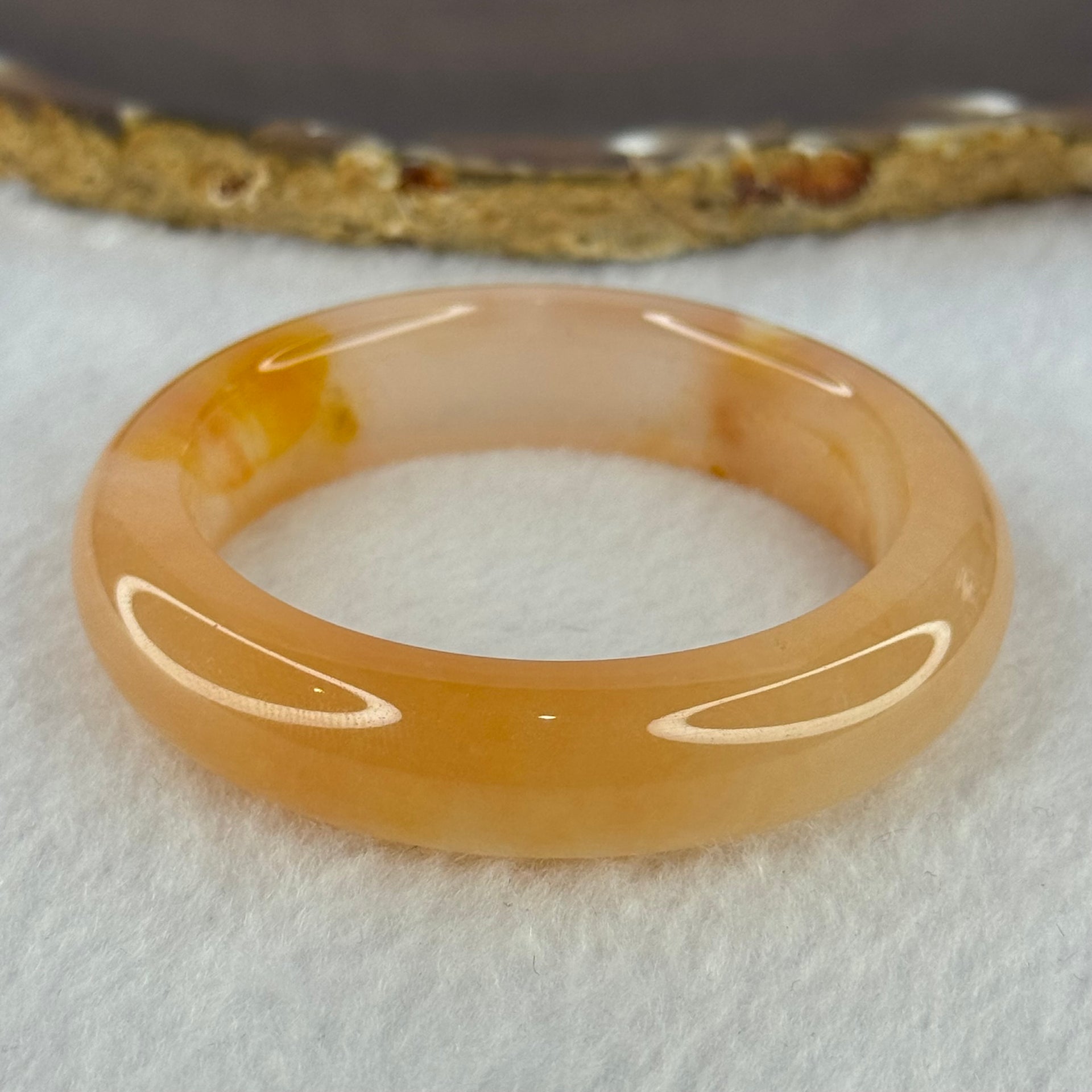 Transparent Peach Yellow Quartzite Jade Bangle 天山水沫玉手镯 43.05g Internal Diameter 48.3mm 13.3 by 9.3mm - Huangs Jadeite and Jewelry Pte Ltd