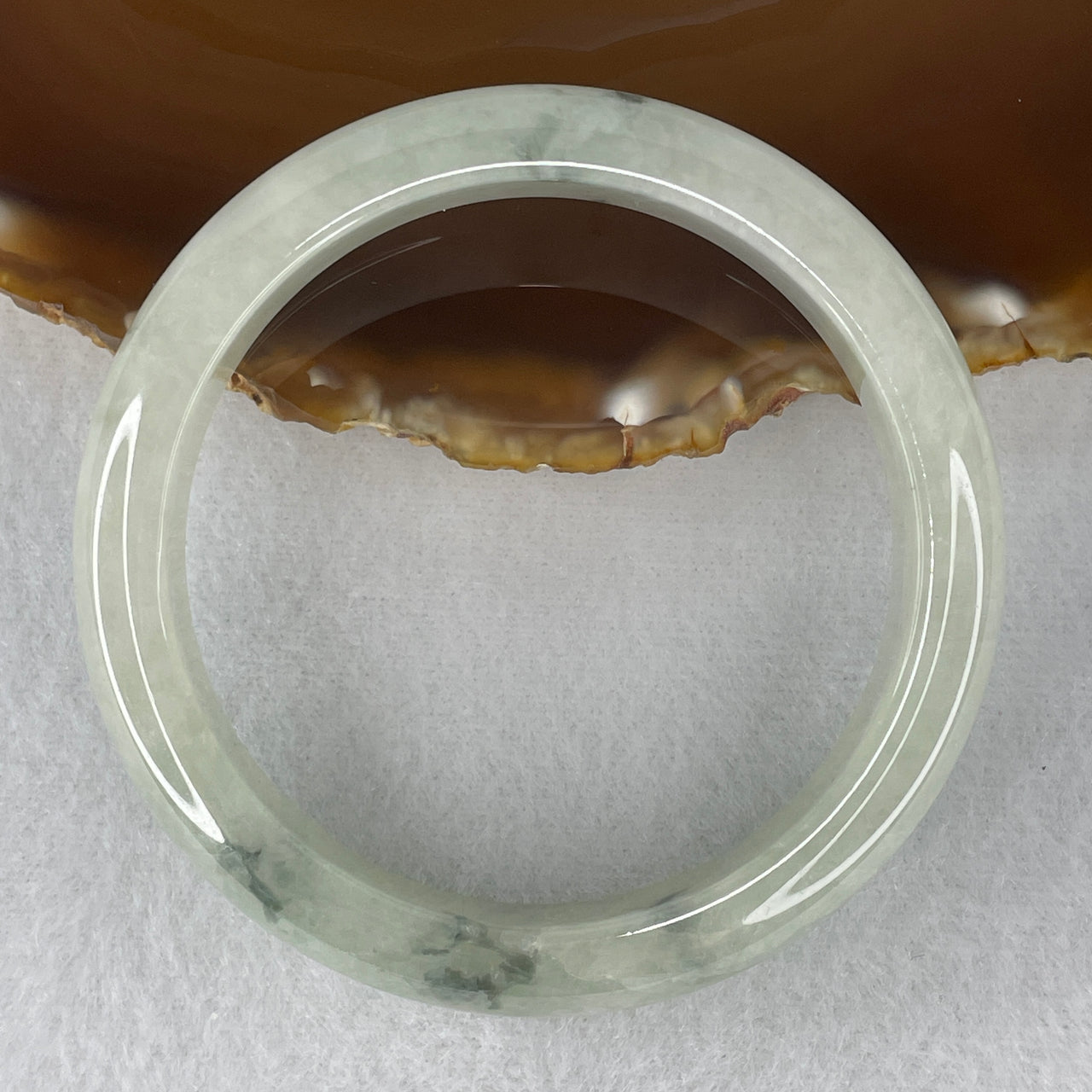 Certified Natural Type A Light Green Jadeite Bangle | Majestic Round Court Silhouette | Universal Prosperity & Auric Protection Bangle (59.07g 12.1x9.2mm | 59.4mm | Internal Line)