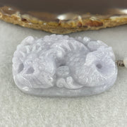 Natural Type A Lavender Jadeite Dragon Carp with Lotus Pendant | Transformation, Academic & Career Success Talisman (37.83g | 47.3 x 32.2 x 12.1mm) - Huangs Jadeite and Jewelry Pte Ltd