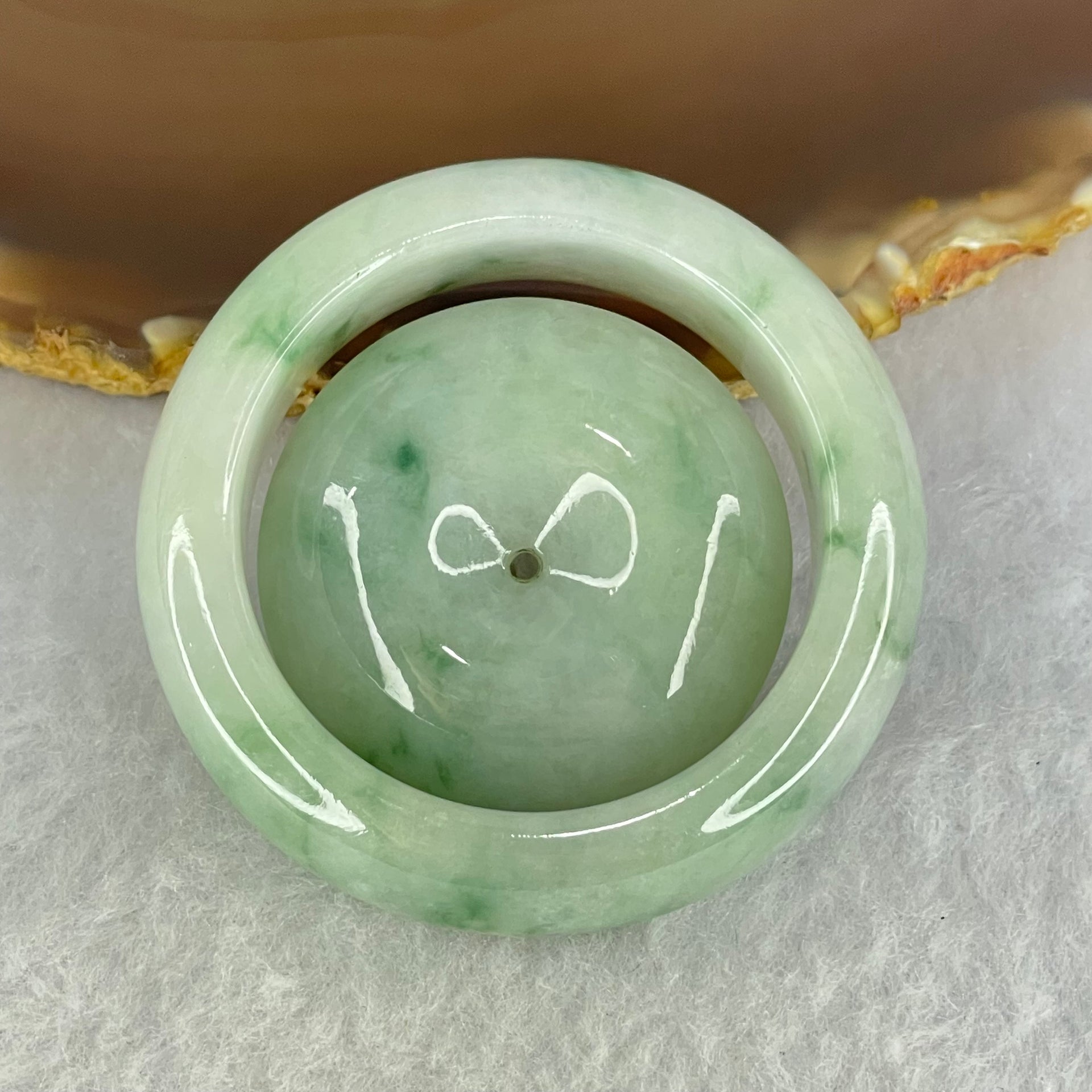 Type A Green Lavender with Green Piao Hua Jadeite Baby Bangle and Ping An Kou Donut Set 63.29g 13.7 by 7.7mm 35.5 by 11.0mm (Close to Perfect) - Huangs Jadeite and Jewelry Pte Ltd