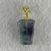 Natural Purple and Green Fluorite Ox Charm Pendant 3.17g 17.2 by 11.6 by 8.1mm - Huangs Jadeite and Jewelry Pte Ltd