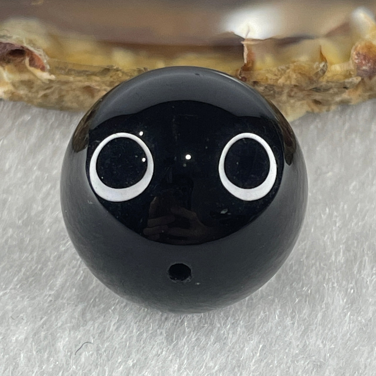 Natural Black Moldavite Meteorite Crystal Loose Single Bead 18.3mm