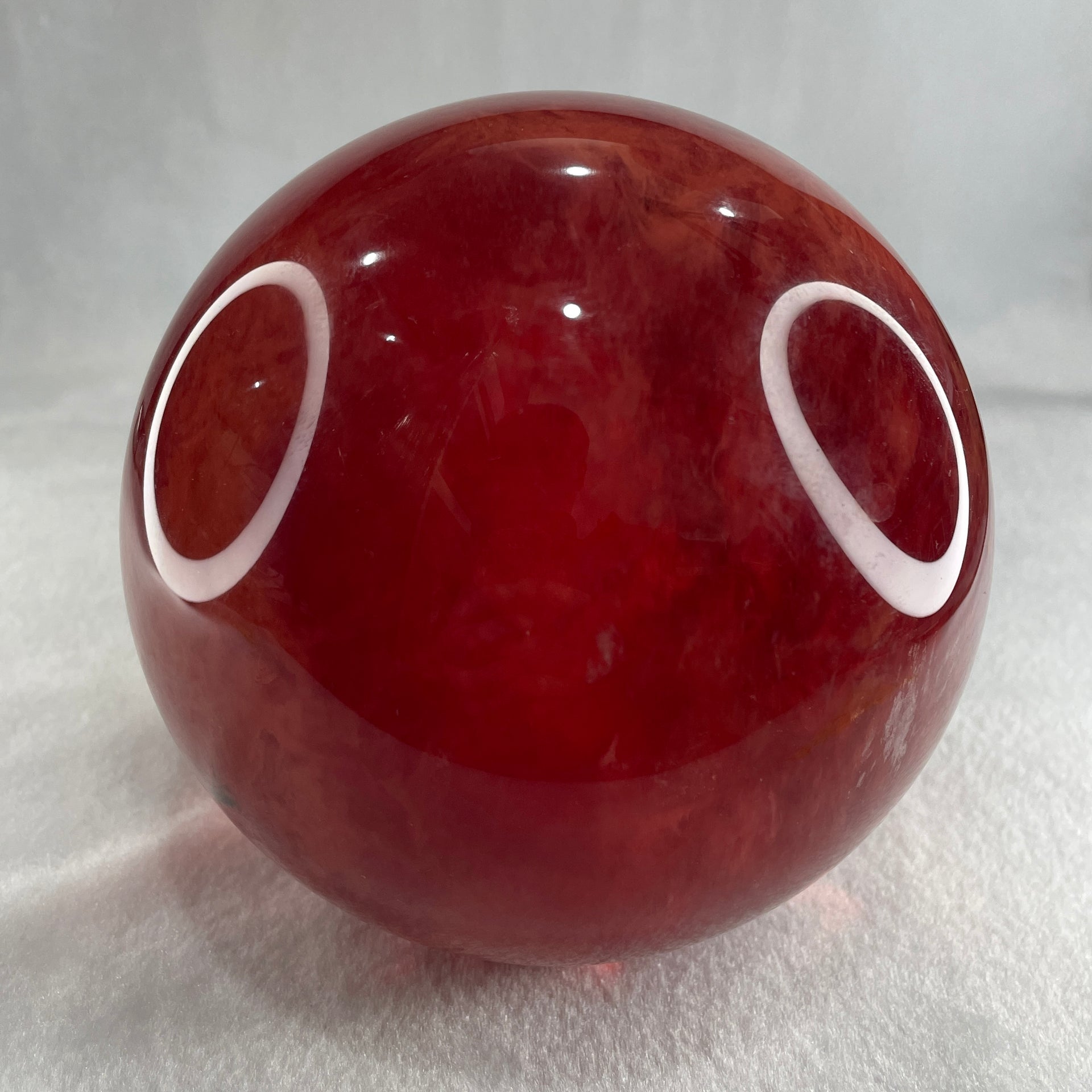 Red Cherry Quartz Sphere Ball with Wooden Stand Display 2,400.3g 125.0 by 170.0mm - Huangs Jadeite and Jewelry Pte Ltd