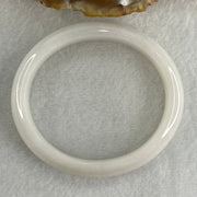 Certified Type A White to Colorless Jadeite Oval Bangle Internal Diameter 53.4mm 40.46g 12.6 by 7.0mm ( Slight Internal Lines ) - Huangs Jadeite and Jewelry Pte Ltd