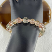 Natural Pinkish with Green Rabbit Hair Rutilated Quartz Beads Bracelet 20.16g 16cm 9.2mm 22Beads - Huangs Jadeite and Jewelry Pte Ltd