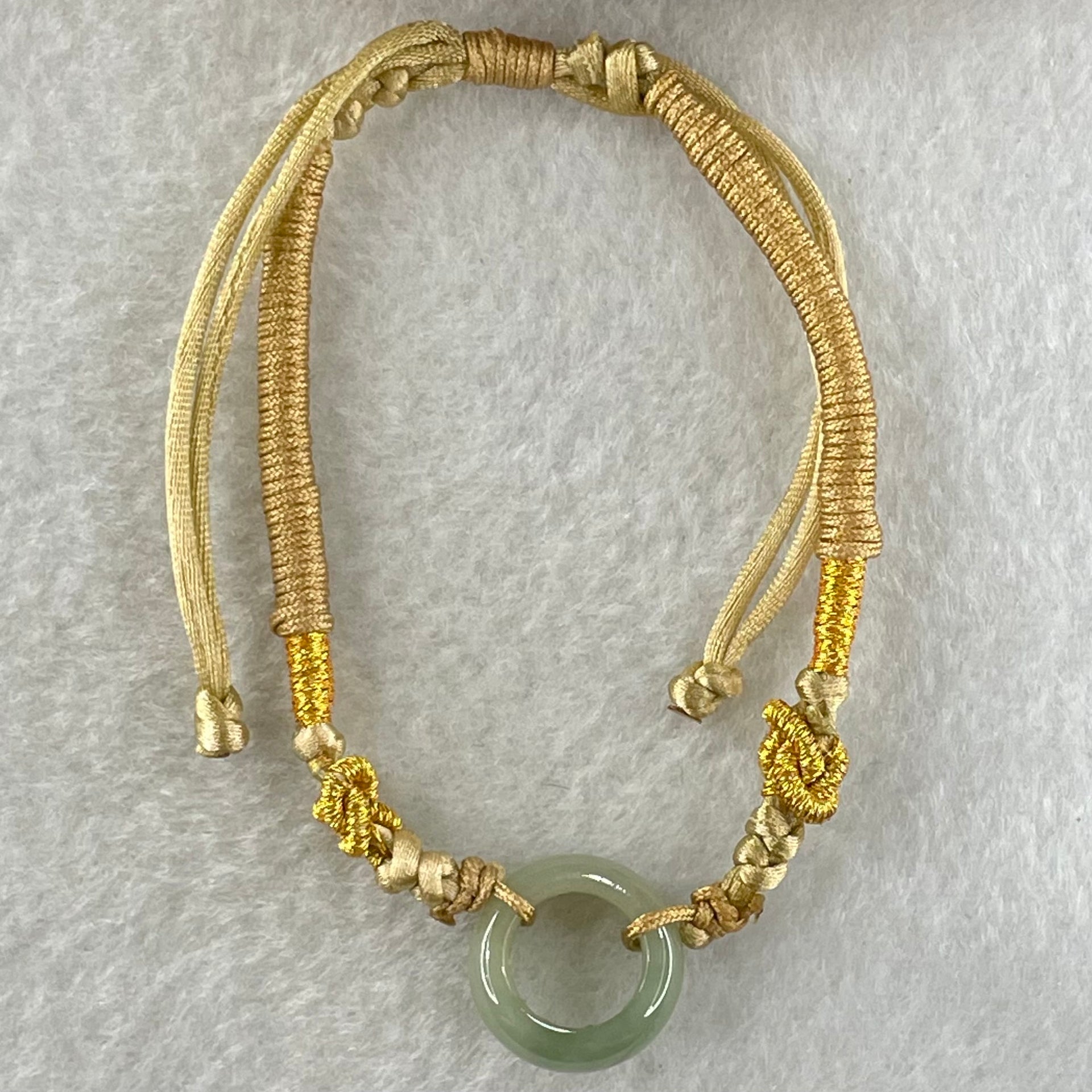 Type A Blueish Green Jadeite Ping An Kou String Bracelet 3.00g 14.9 by 6.3mm - Huangs Jadeite and Jewelry Pte Ltd