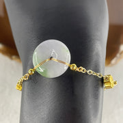 Natural Type A Lavender & Green Jadeite Ping An Kou Gold Accent Bracelet | Peace Disc Adjustable Bracelet (6.55g | 13–21cm | 17.2 x 5.5mm) - Huangs Jadeite and Jewelry Pte Ltd
