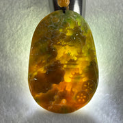 Grandmaster Type A Reddish Brown with Green Patches Jadeite Shan Shui with Twin Gui Ren Benefactor Pendant 黄山美景 36.38g 64.7 by 43.9 by 6.5mm - Huangs Jadeite and Jewelry Pte Ltd