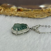 Type A Icy Blueish Green Jadeite Hulu Pendent in S925 Sliver Necklace 3.19g 11.1 by 8.2 by 2.5mm - Huangs Jadeite and Jewelry Pte Ltd