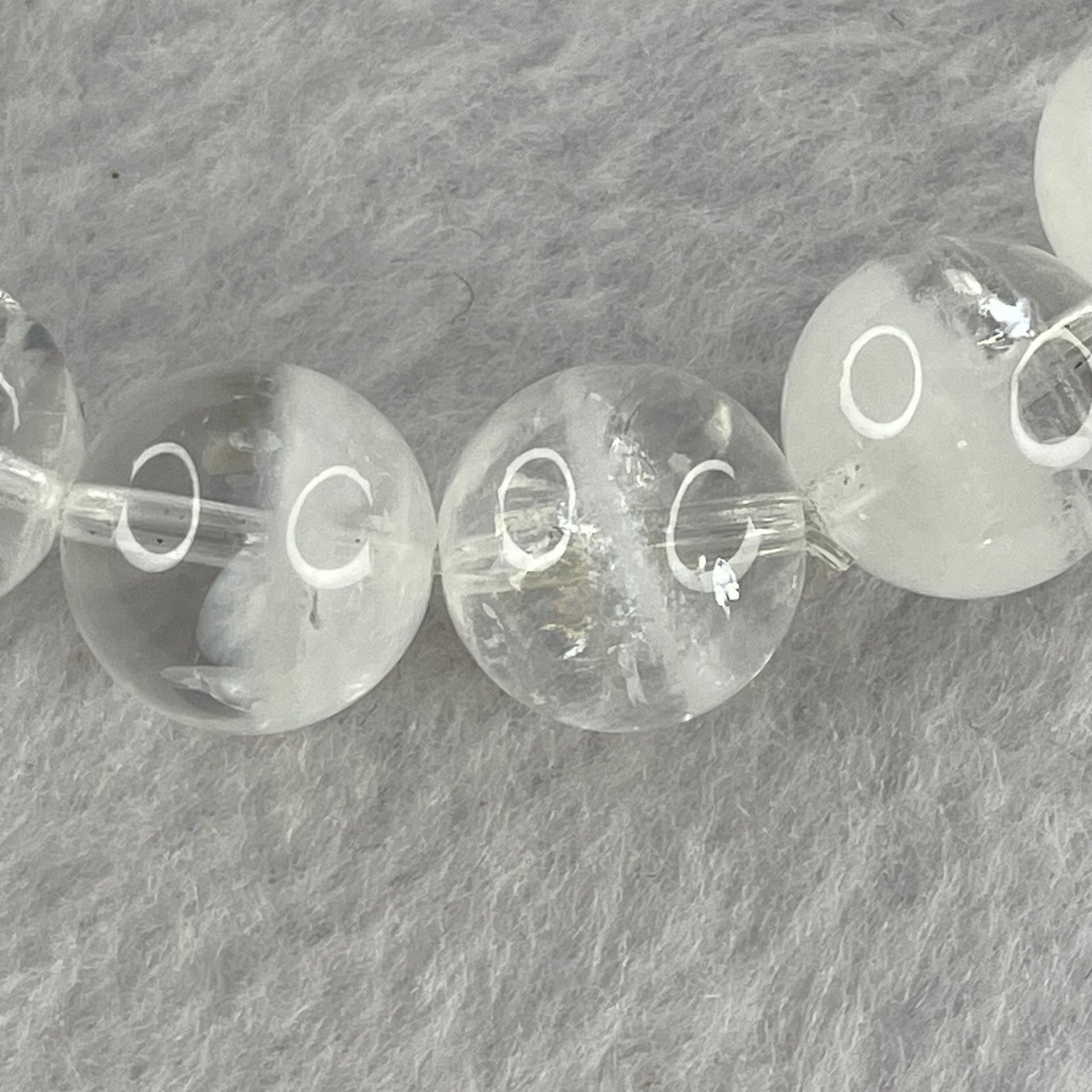 Natural White Phantom Quartz Beads Bracelet 39.95g 18cm 11.9mm 18 Beads - Huangs Jadeite and Jewelry Pte Ltd