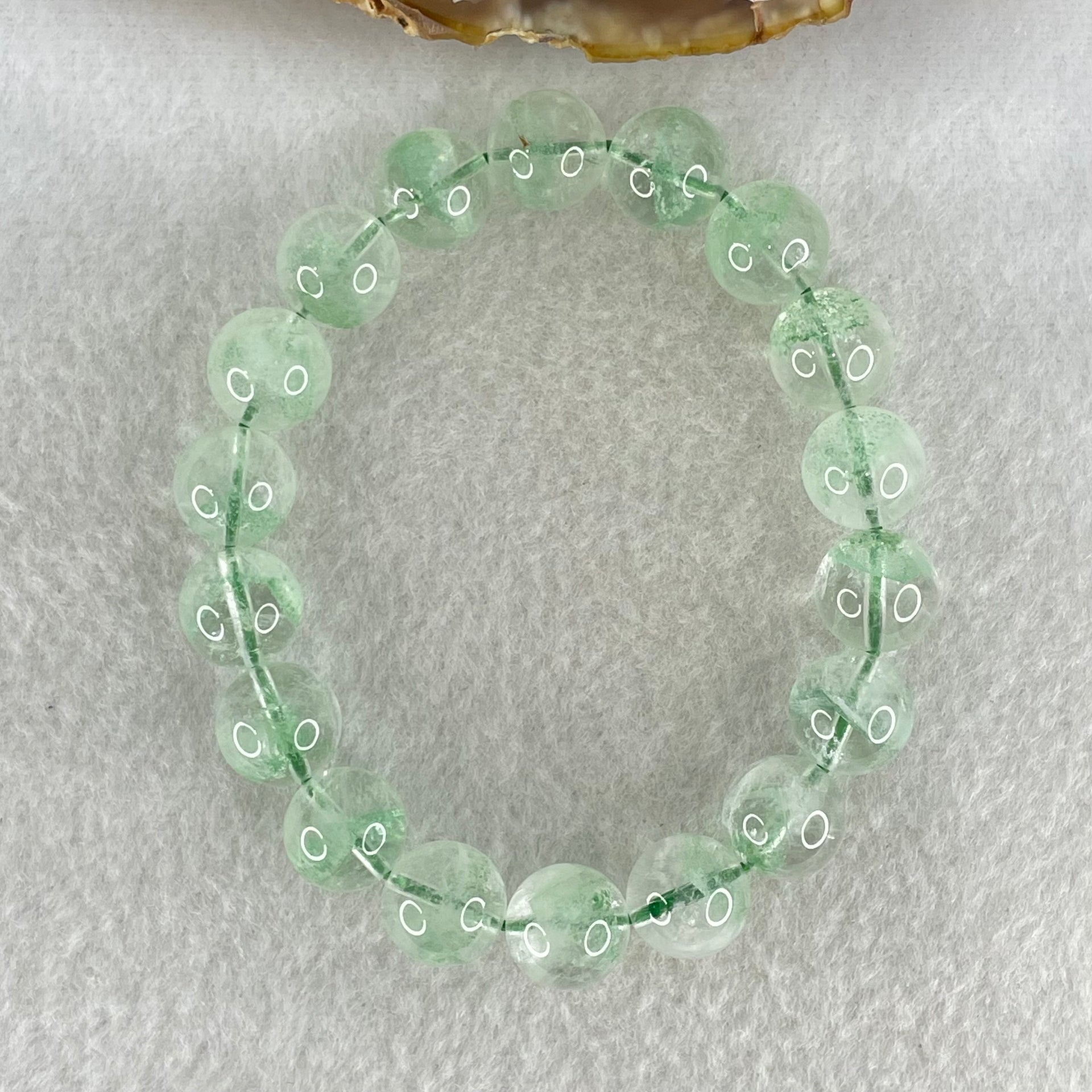 Special Grade Natural Green Phantom Quartz Bracelet 34.91g 17cm 11.3mm 18 Beads - Huangs Jadeite and Jewelry Pte Ltd