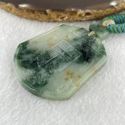 Natural Type A Light Dark Green with Red Spots Jadeite Pixiu Pair Lucky Charm for Luck, Wealth and Protection Pendant 36.74g 52.6 by 45.6 by 5.6mm - Huangs Jadeite and Jewelry Pte Ltd
