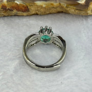 Blueish Green Cubic Zirconia in PT950 Plated S925 Sliver Ring (Adjustable Size) 2.91g 6.8 by 4.3mm - Huangs Jadeite and Jewelry Pte Ltd