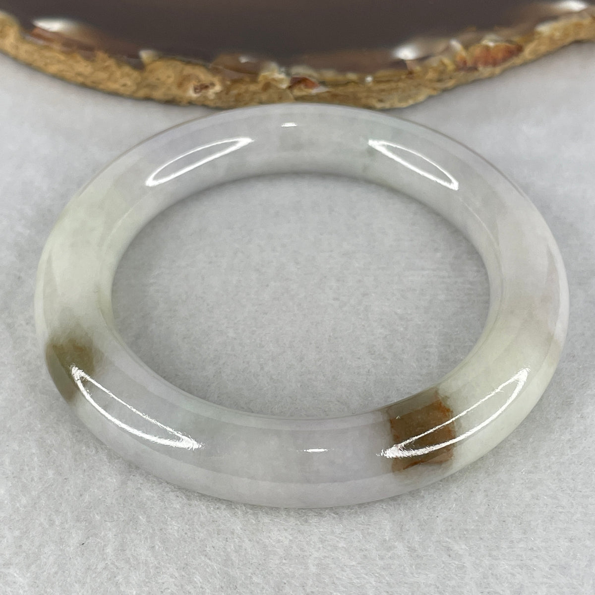Natural Type A Jadeite Bangle | Full Round Lavender & Brownish (61.62g | 52.4mm Inner Diameter | 11.4 x 10.9mm | Close to Perfect)