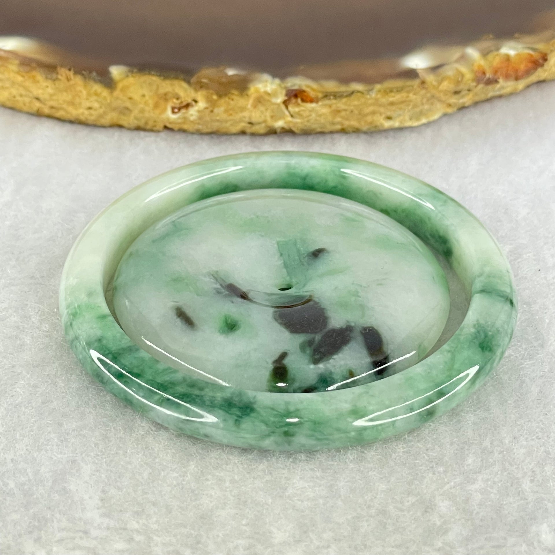 Type A Green Lavender with Green Piao Hua Jadeite Baby Bangle and Ping An Kou Donut Set 39.89g 6.5 by 6.0mm 42.7 by 6.6mm (very Slight Internal Line) - Huangs Jadeite and Jewelry Pte Ltd
