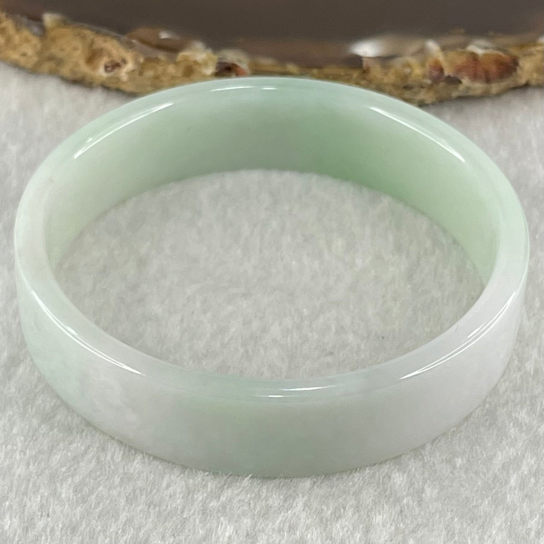 Type A Green Lavender with Yellow Spot Jadeite Flat Round Bangle 27.20g Internal Diameter 51.8mm 12.7 by 4.0mm (Perfect) - Huangs Jadeite and Jewelry Pte Ltd