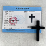 Type A Opaque Black Jadeite Cross Pendant 22.53g 64.7 by 41.6 by 7.7mm - Huangs Jadeite and Jewelry Pte Ltd