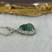 Type A Icy Blueish Green Jadeite Hulu Pendent in S925 Sliver Necklace 3.19g 11.1 by 8.2 by 2.5mm - Huangs Jadeite and Jewelry Pte Ltd