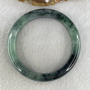 Certified Natural Type A Semi Icy Green with Dark Blueish Green Piao Hua Bangle 58.92g Internal Diameter 59.5mm 11.2 by 9.6mm (Internal Lines) - Huangs Jadeite and Jewelry Pte Ltd