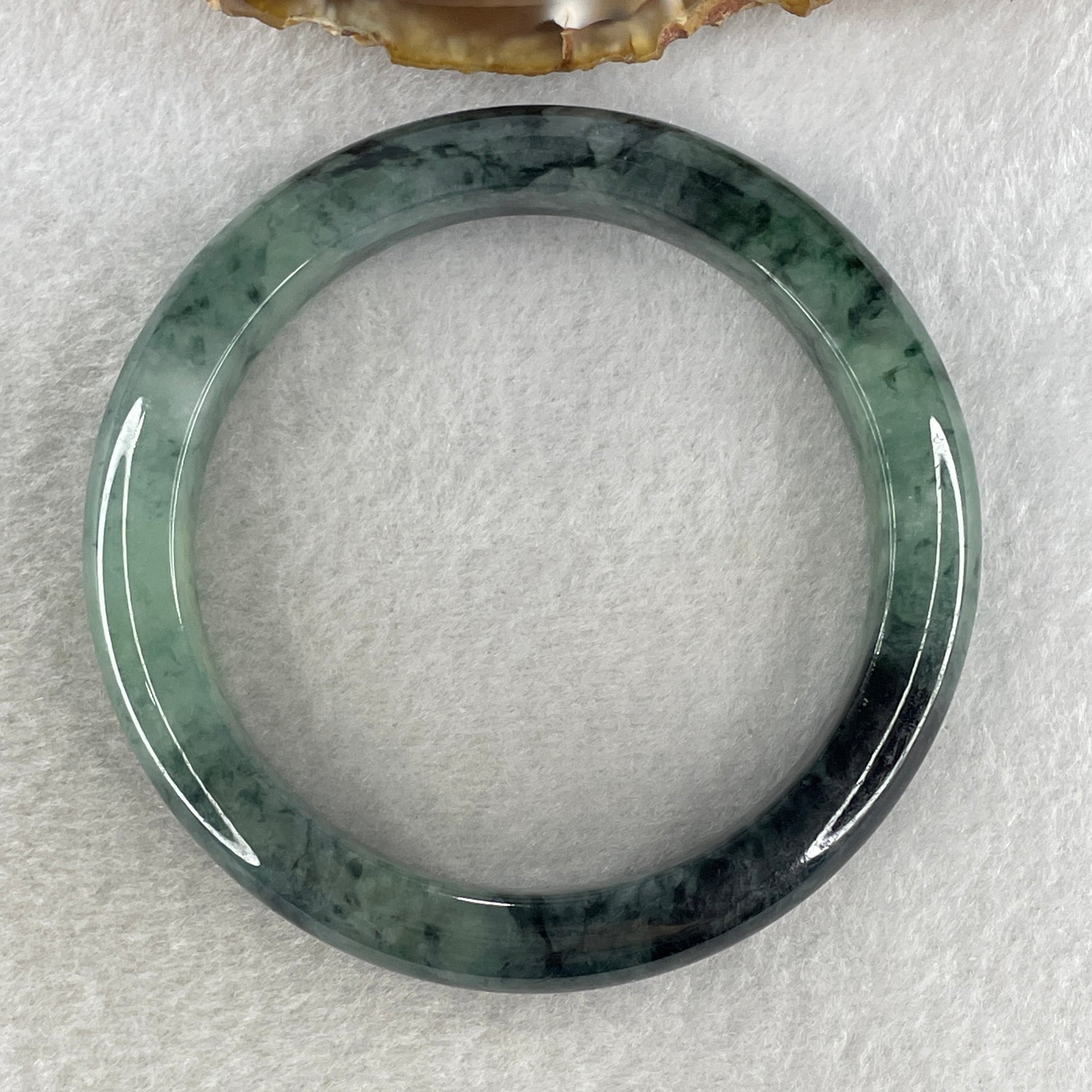 Certified Natural Type A Semi Icy Green with Dark Blueish Green Piao Hua Bangle 58.92g Internal Diameter 59.5mm 11.2 by 9.6mm (Internal Lines) - Huangs Jadeite and Jewelry Pte Ltd
