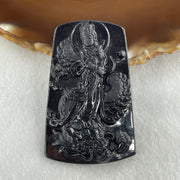Type A Opaque to Partial Translucent Black Omphacite Jadeite Guan Yin on Dragon Pendant 29.57g 65.5 by 41.0 by 8.5mm - Huangs Jadeite and Jewelry Pte Ltd