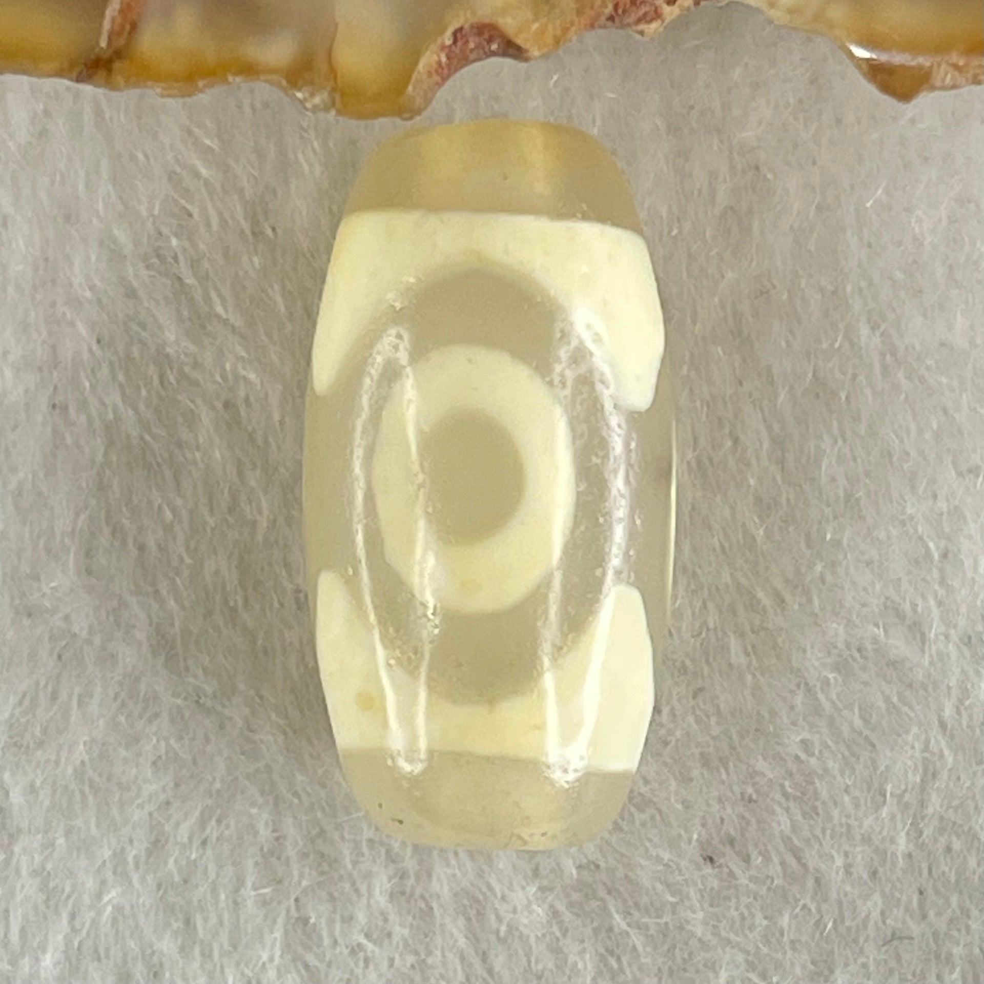 Natural Powerful Tibetan Old Oily Agate 3 Eyes Dzi Bead Heavenly Master (Tian Zhu) 三眼天诛 3.00g 20.1 by 10.4mm - Huangs Jadeite and Jewelry Pte Ltd