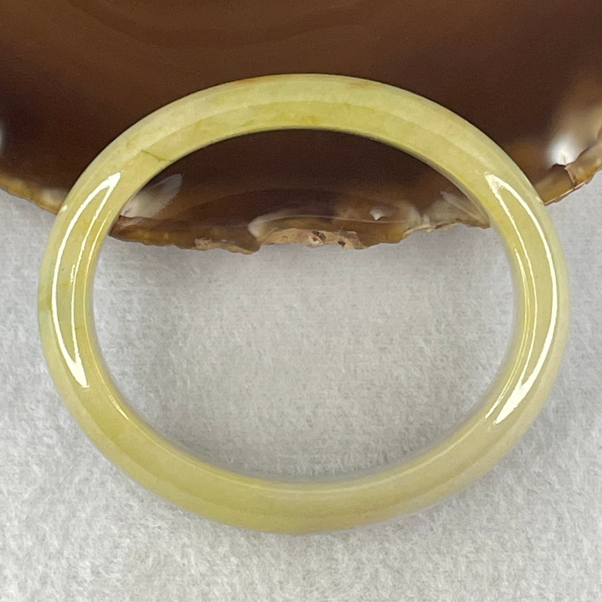 Natural Type A Yellowish & Lavender Jadeite Oval Bangle | (44.23g | 54.9mm Inner Diameter | 12.9mm x 7.4mm | Very Very Slight External Line | Synergy, "Zi Qi Dong Lai" Noble Benefactor Magnet & Feng Shui Abundance Anchor) - Huangs Jadeite and Jewelry Pte Ltd