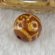 Natural Powerful Tibetan Old Oily Agate 3 Eyed Dharma Vajra Dzi Bead Heavenly Master (Tian Zhu) 三眼金刚杵天珠 1.44g 10.2 by 10.3mm - Huangs Jadeite and Jewelry Pte Ltd
